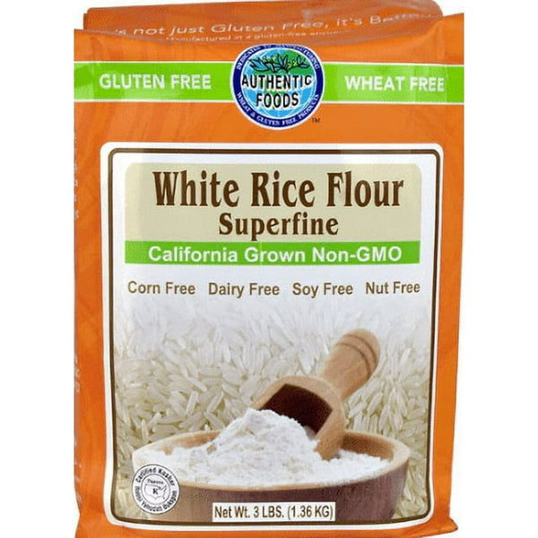Authentic Foods Gluten Free White Rice Flour Superfine 3 lbs
