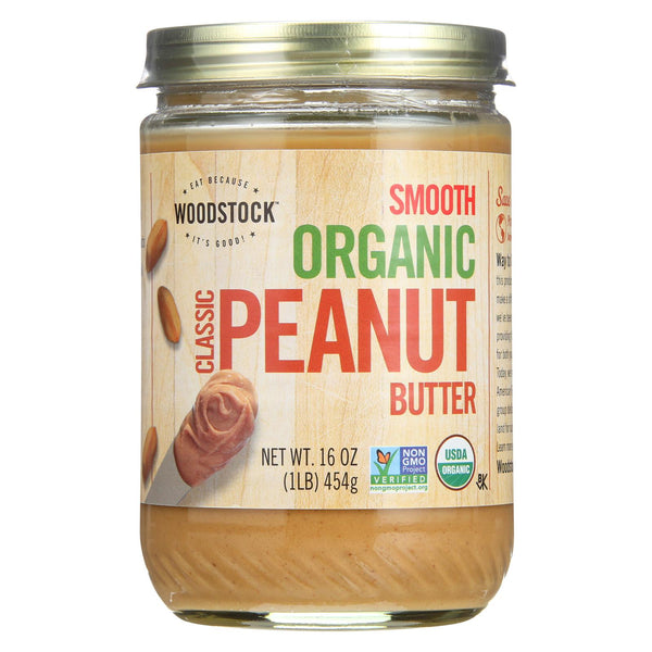 Woodstock Organic Classic Peanut Butter Smooth - Case Of 12 - 16 Oz.