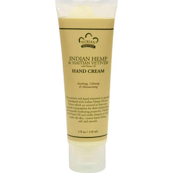 Nubian Heritage Hand Cream Indian Hemp And Haitian Vetiver - 4 Oz