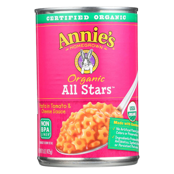 Annie's Homegrown Organic All Stars Pasta In Tomato And Cheese Sauce - Case Of 12 - 15 Oz.