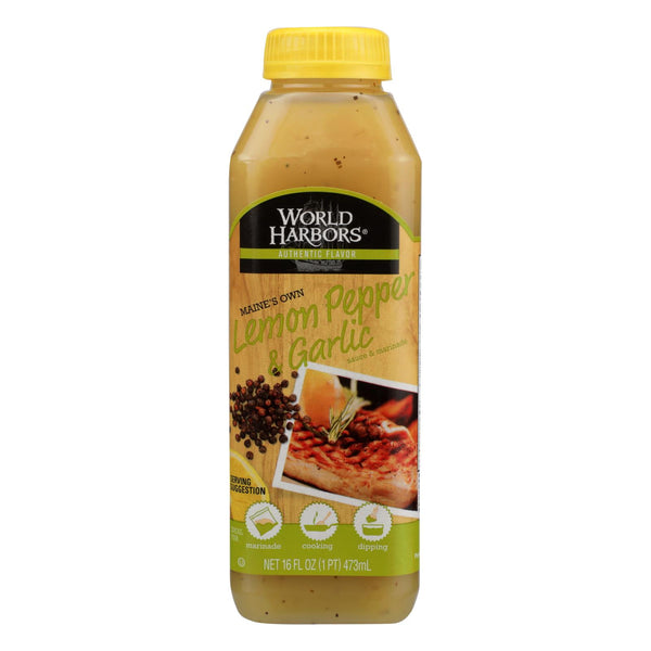 World Harbor Lemon Pepper And Garlic Seafood And Poultry Sauce And Marinade - Case Of 6 - 16 Fl Oz.