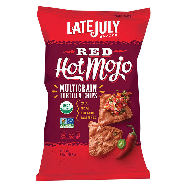 Late July Snacks Organic Multigrain Snack Chips - Red Hot Mojo - Case Of 12 - 5.5 Oz.
