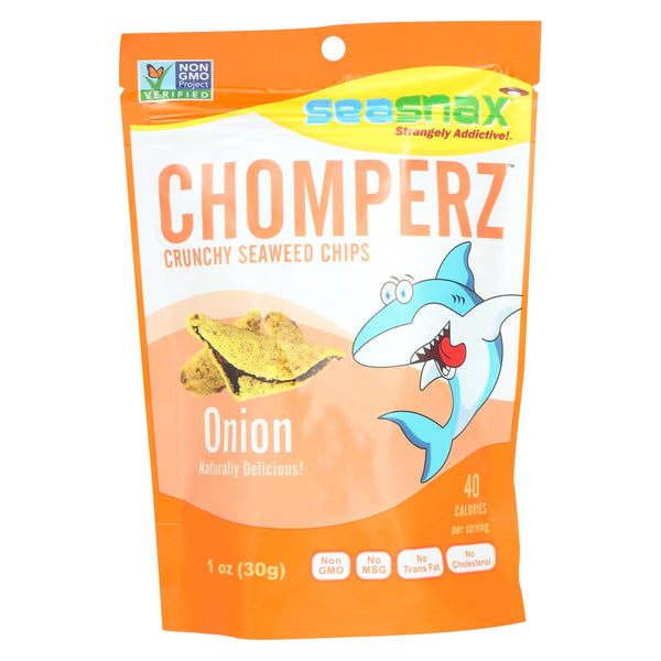 Seasnax Chomperz Onion Crunchy Seaweed Chips - Case Of 8 - 1 Oz