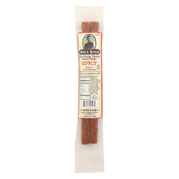 Nick's Sticks Snack Sticks - Spicy Turker - Case Of 25 - 1.7 Oz.