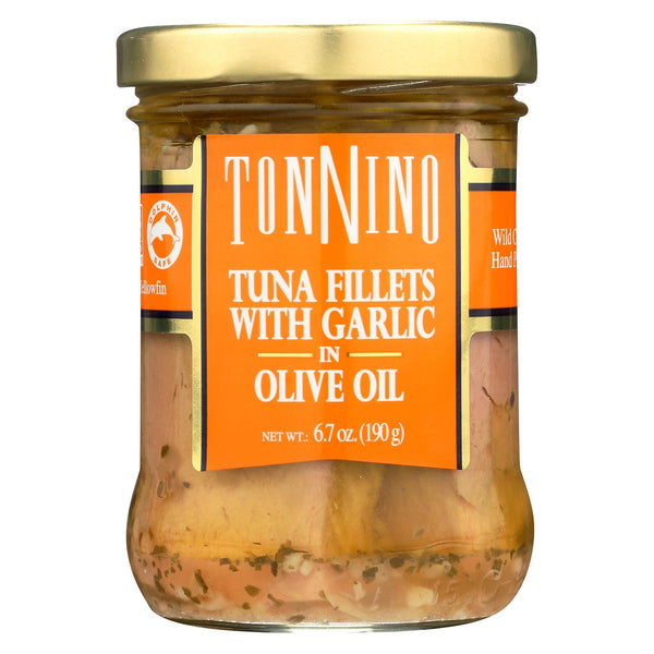 Tonnino Tuna Fillets - Garlic, Olive Oil - Case Of 6 - 6.7 Oz.