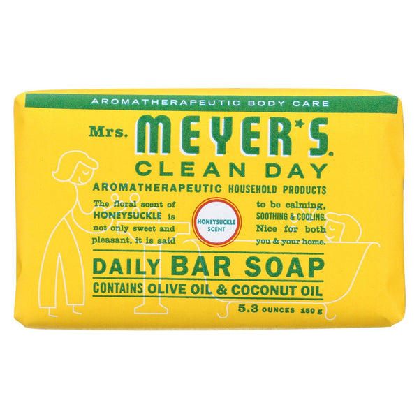 Mrs.meyers Clean Day Bar Soap - Honeysuckle - Case Of 12 - 5.3 Oz