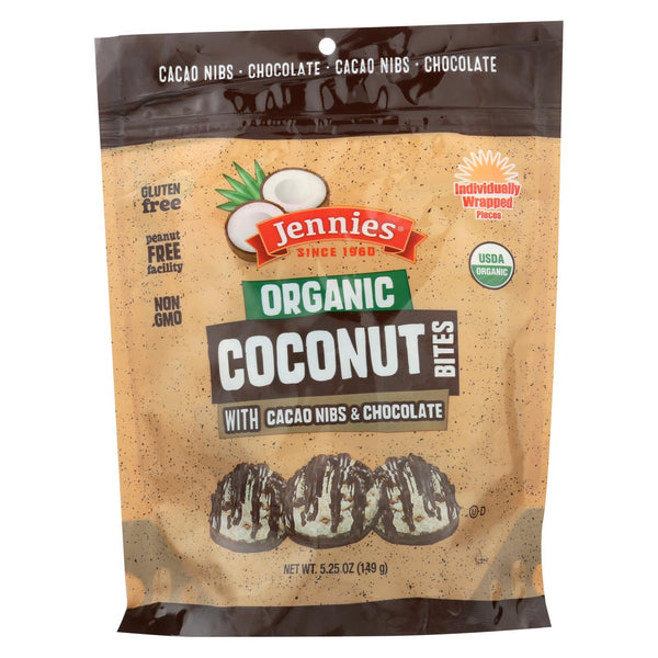 Jennies Coconut Bites - Organic - Cacao Chocolate - Case Of 6 - 5.25 Oz