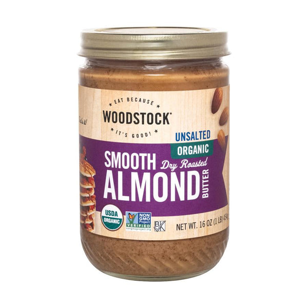 Woodstock Organic Almond Butter - Smooth - Unsalted - 16 Oz.