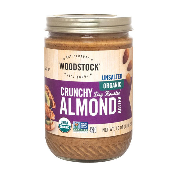 Woodstock Organic Almond Butter - Crunchy - Unsalted - 16 Oz.