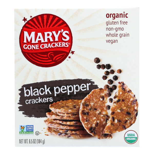 Mary's Gone Crackers Black Pepper Crackers - Case Of 6 - 6.5 Oz