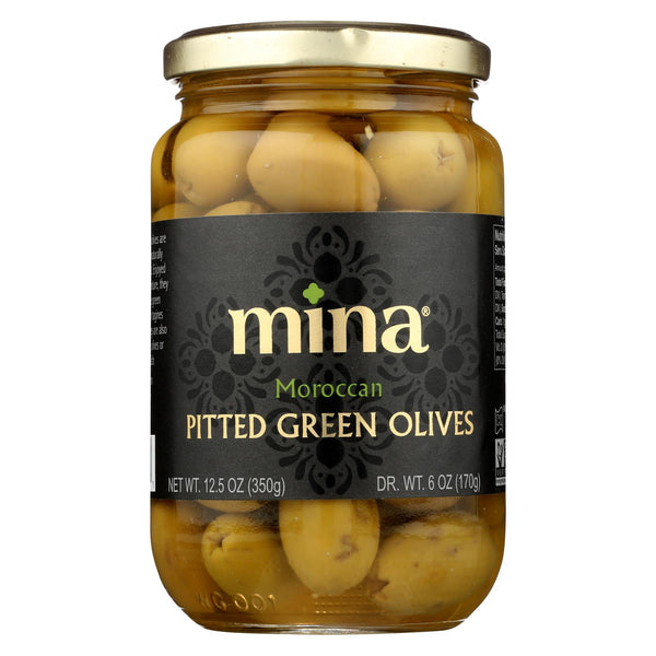 Mina - Olives Green Pitted - Case Of 6 - 12.5 Oz