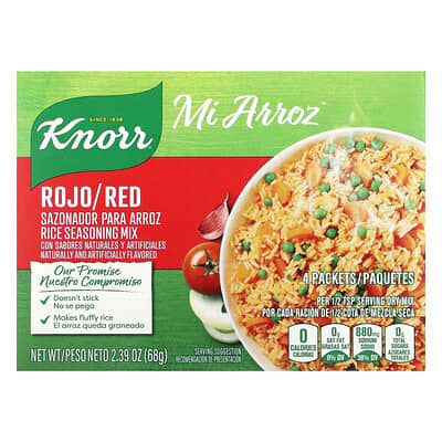Knorr, Mi Arroz, Rice Seasoning Mix, Red, 4 Packets, 2.39 oz