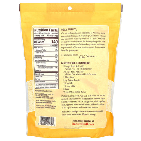 Bob's Red Mill, Cornmeal, Medium Grind, Whole Grain, 24 oz (680 g) 2 PACK