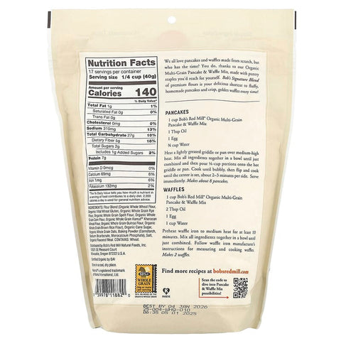 Bob's Red Mill, Organic Multi-Grain Pancake & Waffle Mix, 24 oz (680 g)