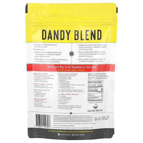 Dandy Blend, Organic Instant Herbal Beverage with Dandelion, Caffeine Free, 3.53 oz (100 g)