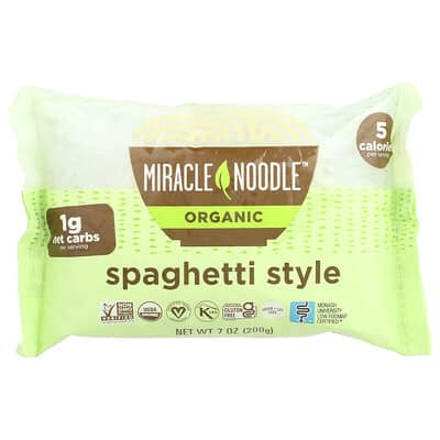 Miracle Noodle, Organic Spaghetti Style Noodle, 7 oz (200 g) Pack of 2