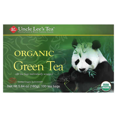 Uncle Lee's Tea, Organic Green Tea, 100 Tea Bags, 5.64 oz