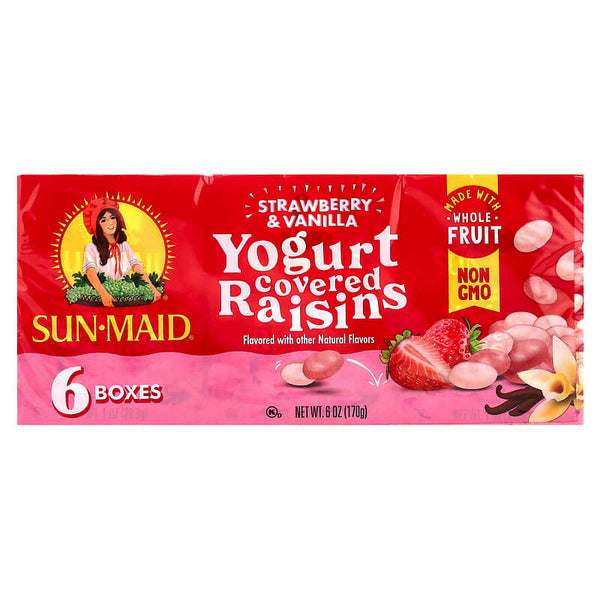 Sun-Maid, Yogurt Covered Raisins, Strawberry & Vanilla, 6 Boxes, 1 oz (28.3 g) Each 2 PACK
