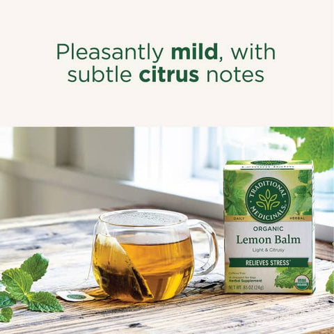 Traditional Medicinals, Organic Lemon Balm, Caffeine Free, 16 Wrapped Tea Bags, 0.85 oz (24 g)