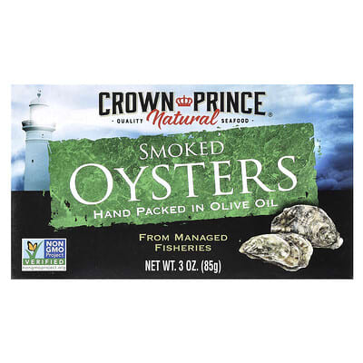 Crown Prince Natural, Smoked Oysters, In Olive Oil, 3 oz (85 g)-2PACK