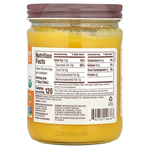 Nutiva, Organic Coconut Oil, Buttery, 14 fl oz (414 ml)