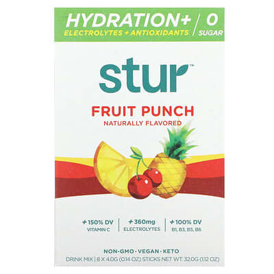 Stur Hydration+ Electrolyte Drink Mix Fruit Punch -- 1.12 oz Each / Pack of 8 Pack 2