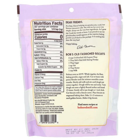 Bob's Red Mill, Double Acting Baking Powder, 14 oz (397 g)-2 PACK