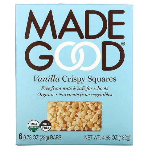 MadeGood, Crispy Squares, Vanilla, 6 Bars, 0.78 oz Pack of 2