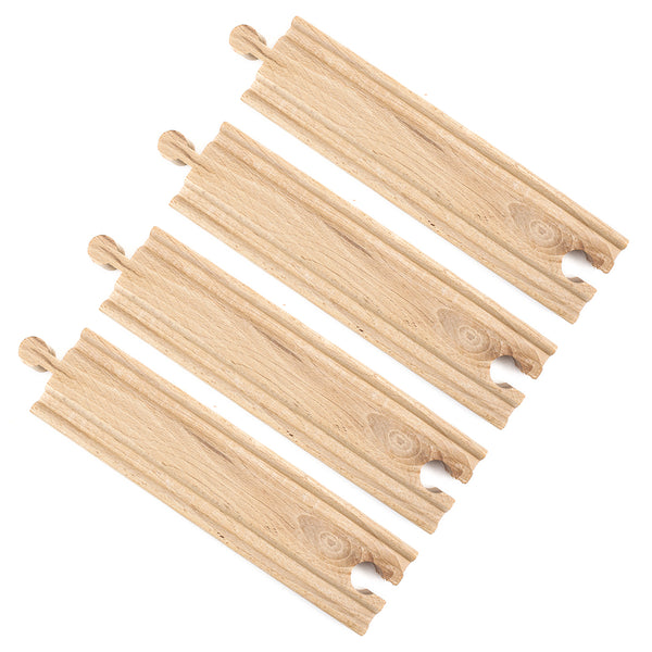 (4) 6 Inch Straight Wooden Train Tracks by Conductor Carl