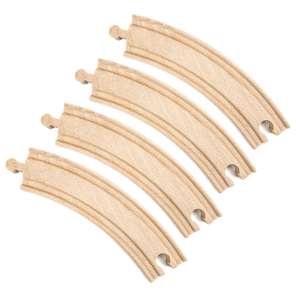 (4) 6 Inch Curved Wooden Train Tracks by Conductor Carl