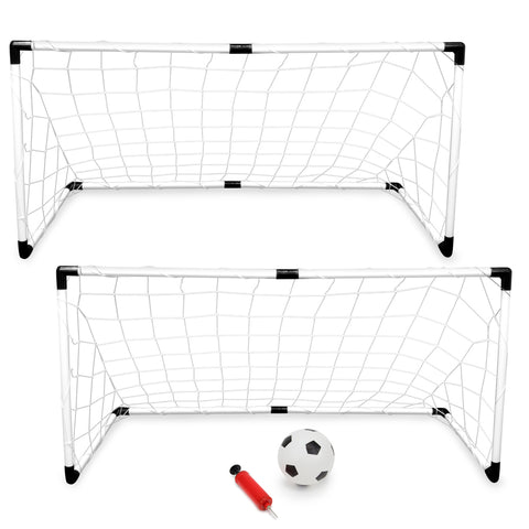 Set of Two Youth Soccer Goals with Soccer Ball and Pump
