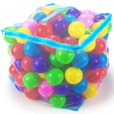 200 Jumbo 3" Multi-Colored Soft Ball Pit Balls w/Mesh Case