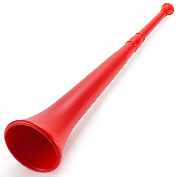 Red 26in Plastic Vuvuzela Stadium  Horn, Collapses to 14in