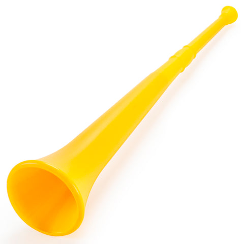 Yellow 26in Plastic Vuvuzela Stadium Horn, Collapses to 14in