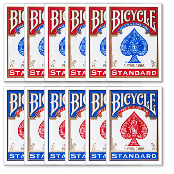 12 Bicycle Poker Size Standard Index - Red/Blue
