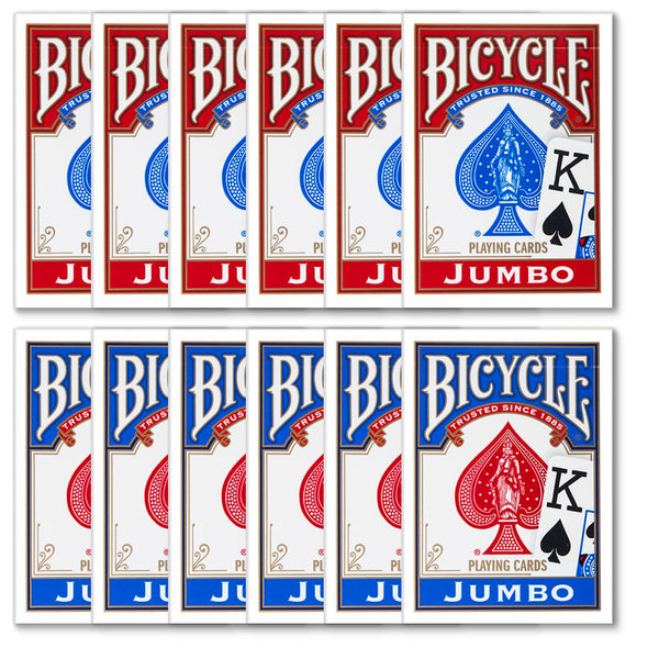 12 Bicycle Poker Size Jumbo Index -Red/Blue