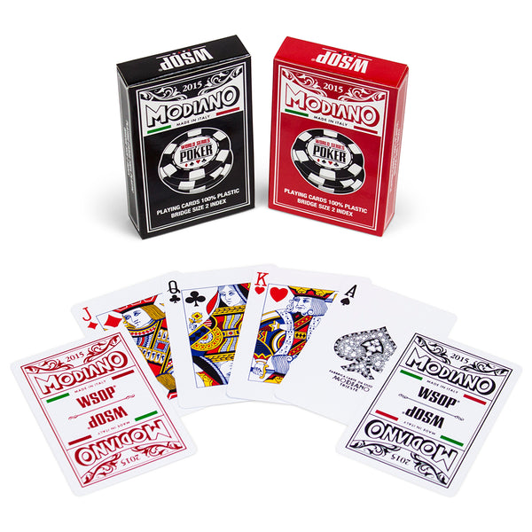 Modiano WSOP 2015 Plastic Playing Cards - Red/Black - Bridge