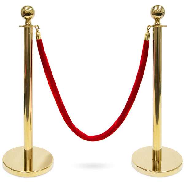 3-foot  Ball Top Stanchions with 4.5-foot Red Velvet Rope, G