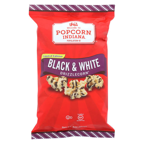 Popcorn Indiana Drizzled Kettlecorn - Black & White - Case Of 12 - 6 Oz