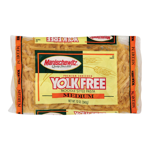 Manischewitz Yolk Free Medium Noodles - Case Of 12 - 12 Oz.