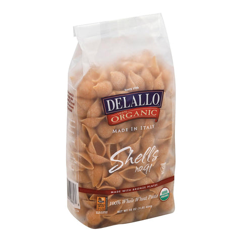 Delallo Organic Whole Wheat Pasta Shells - Case Of 16 - 1 Lb.