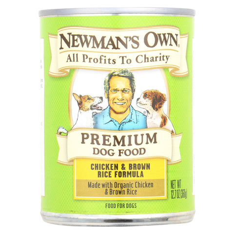 Newman's Own Organics Premium Dog Food And Brown Rice - Chicken - Case Of 12 - 12.7 Oz.