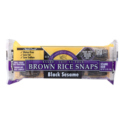 Edward And Sons Brown Rice Snaps - Black Sesame - Case Of 12 - 3.5 Oz.
