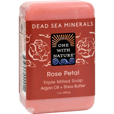One With Nature Dead Sea Mineral Rose Petal Soap - 7 Oz