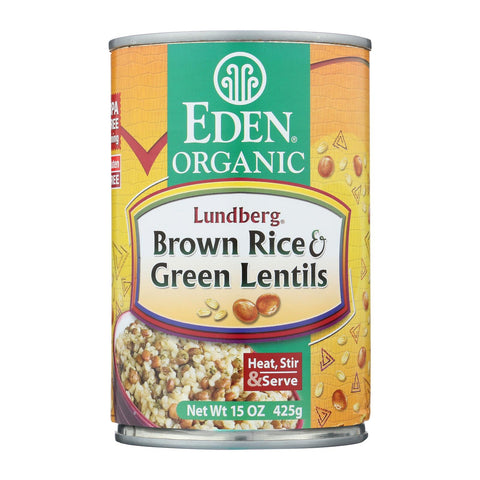Eden Foods Brown Rice & Green Lentils - Case Of 12 - 15 Oz