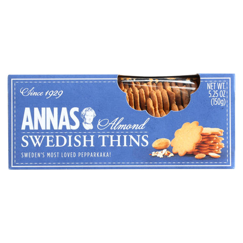 Annas Swedish Almond Thins - Case Of 12 - 5.25 Oz.