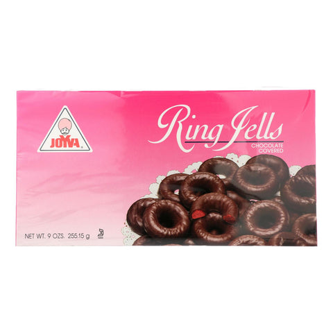 Joyva Chocolate Covered Ring Jells - Raspberry - Case Of 24 - 9 Oz.