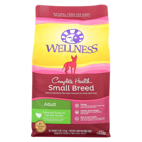 Wellness Pet Products Dog Food - Turkey And Oatmeal Recipe - Case Of 6 - 4 Lb.
