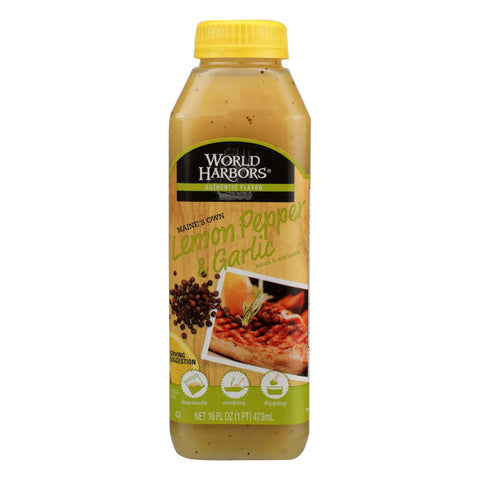 World Harbor Lemon Pepper And Garlic Seafood And Poultry Sauce And Marinade - Case Of 6 - 16 Fl Oz.