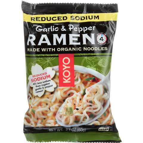 Koyo Ramen - Reduced Sodium Garlic Pepper - Case Of 12 - 2.1 Oz.
